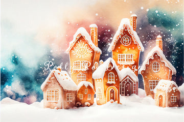Avezano Winter Snow House Photography Backdrop Designed By Polly Ro Design-AVEZANO
