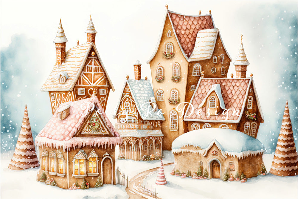 Avezano Snow Town Photography Backdrop Designed By Polly Ro Design-AVEZANO