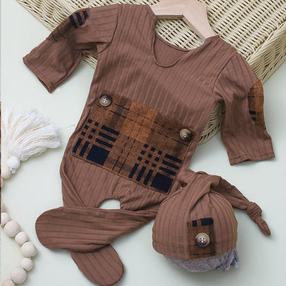 Avezano Baby Knot Hat and Romper Set for Newborn Photoshoot