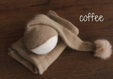 Avezano Newborn Knit Stretch Swaddle with Pom Pom Hat Photography Props