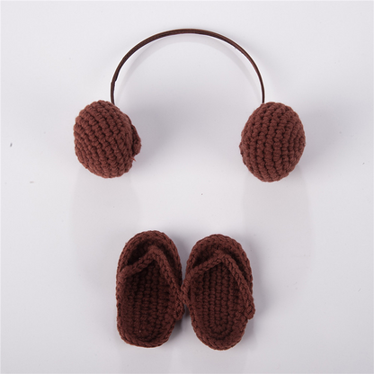 Avezano Newborn Knitted Mini Headphone and Slipper Photo Prop Set