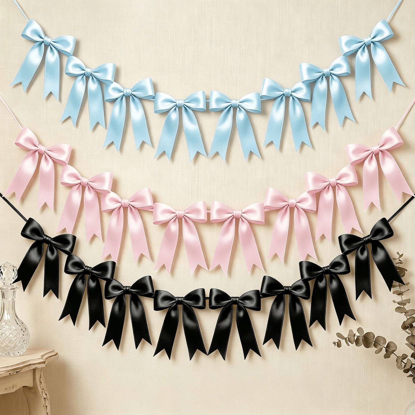 Avezano Solid Color Satin Bows Baby Shoot Decor Props