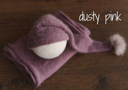 Avezano Newborn Knit Stretch Swaddle with Pom Pom Hat Photography Props