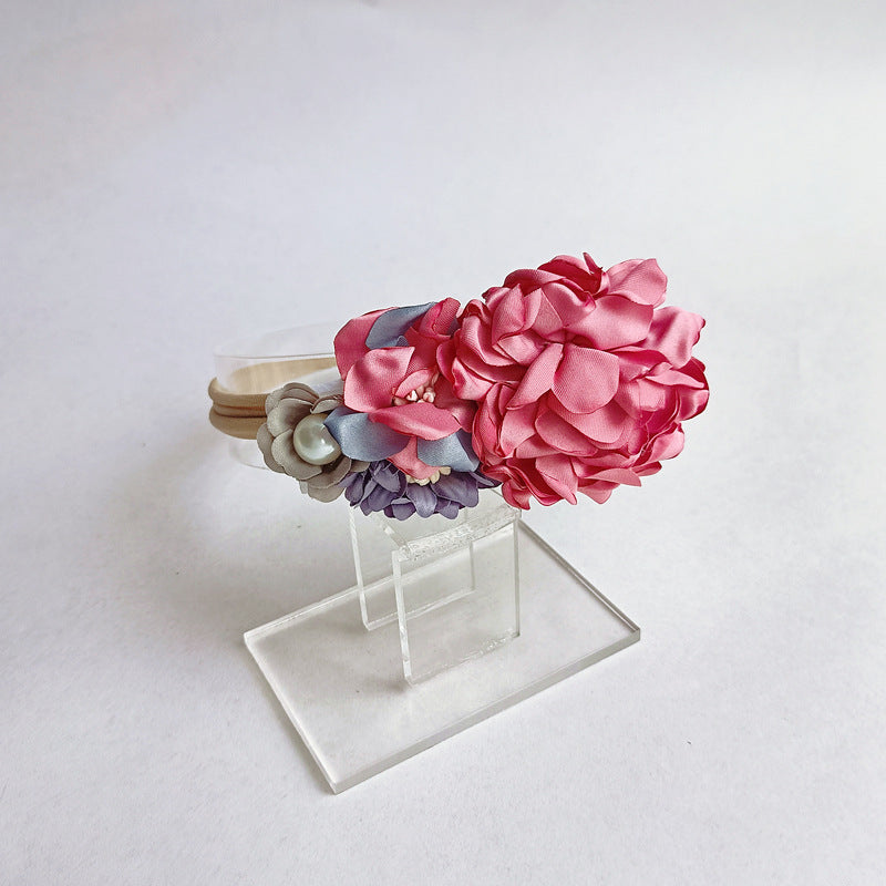 Avzeano Handmade Pearl Floral Newborn Headband Prop