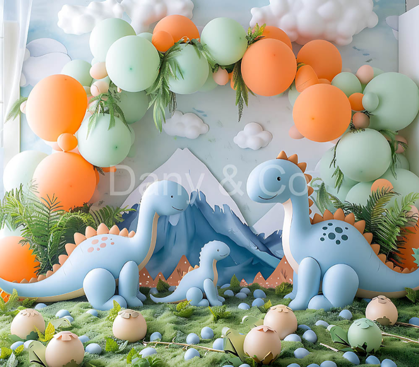 Toile de fond du modèle de dinosaures bleus d'Avezano conçue par Danyelle Pinnington