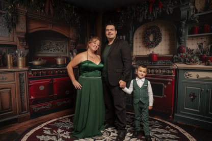 Arbre de Noël enneigé et lumières d'Avezano - Toile de fond pour photographie