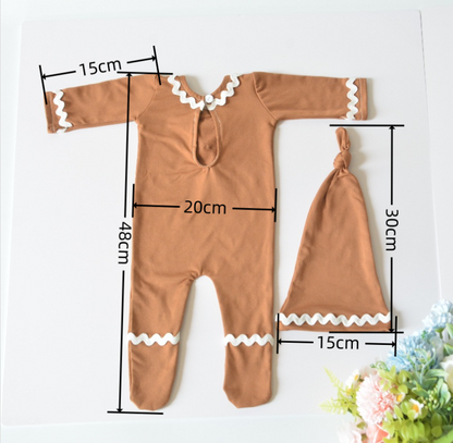Avezano Newborn Photography Baby Christmas Gingerbread Man Clothing Set
