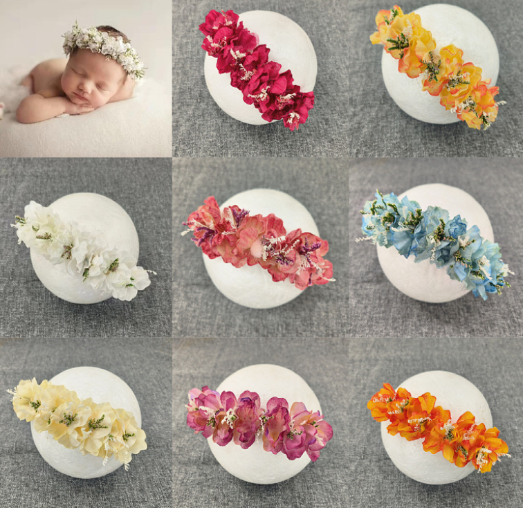 Avezano Newborn Kid Floral Headband Ombre Flower Photo Prop