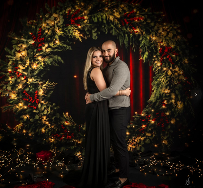Avezano Red Curtain Christmas Wreath Photography Backdrop Designed By Polly Ro Design
