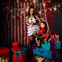 Avezano Circus Red Curtain Halloween Backdrop for Photography