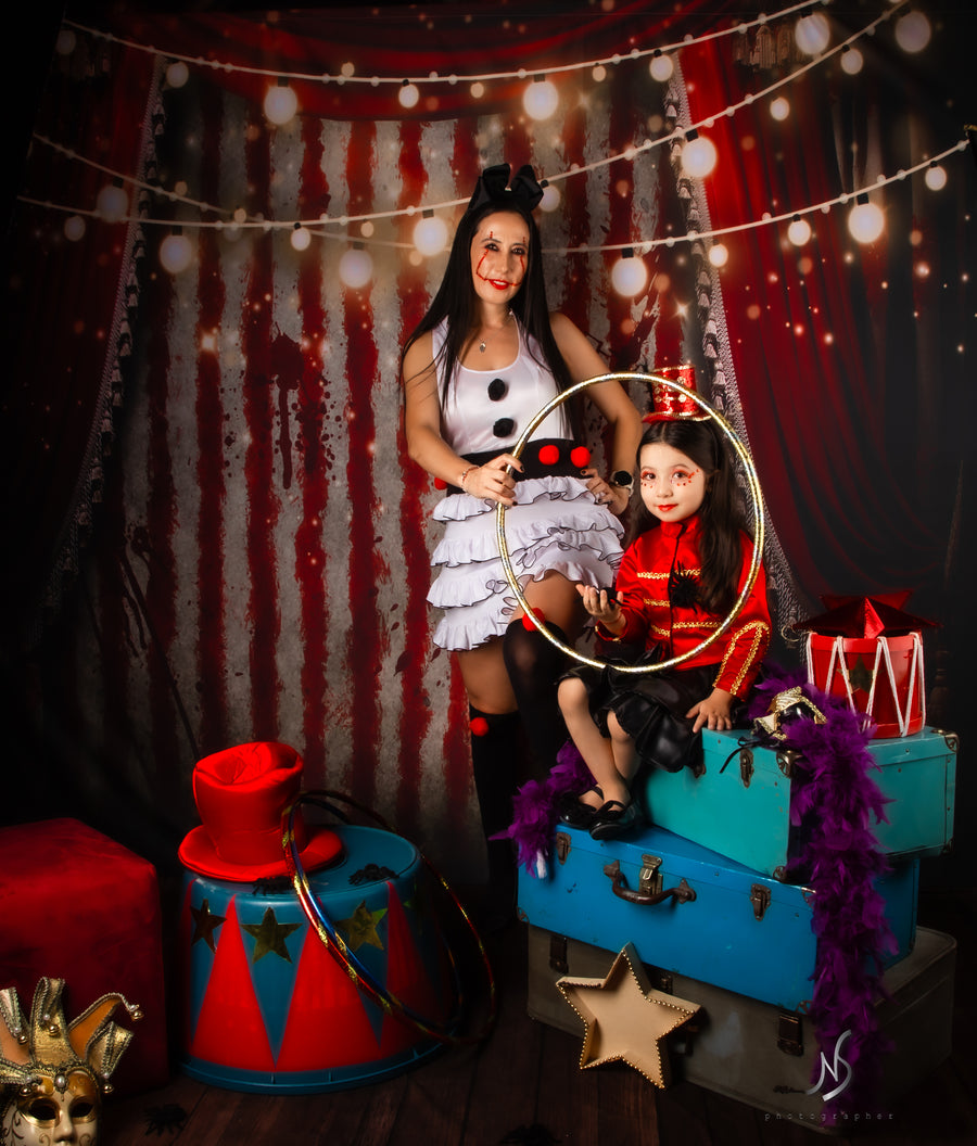 Avezano Circus Red Curtain Halloween Backdrop for Photography