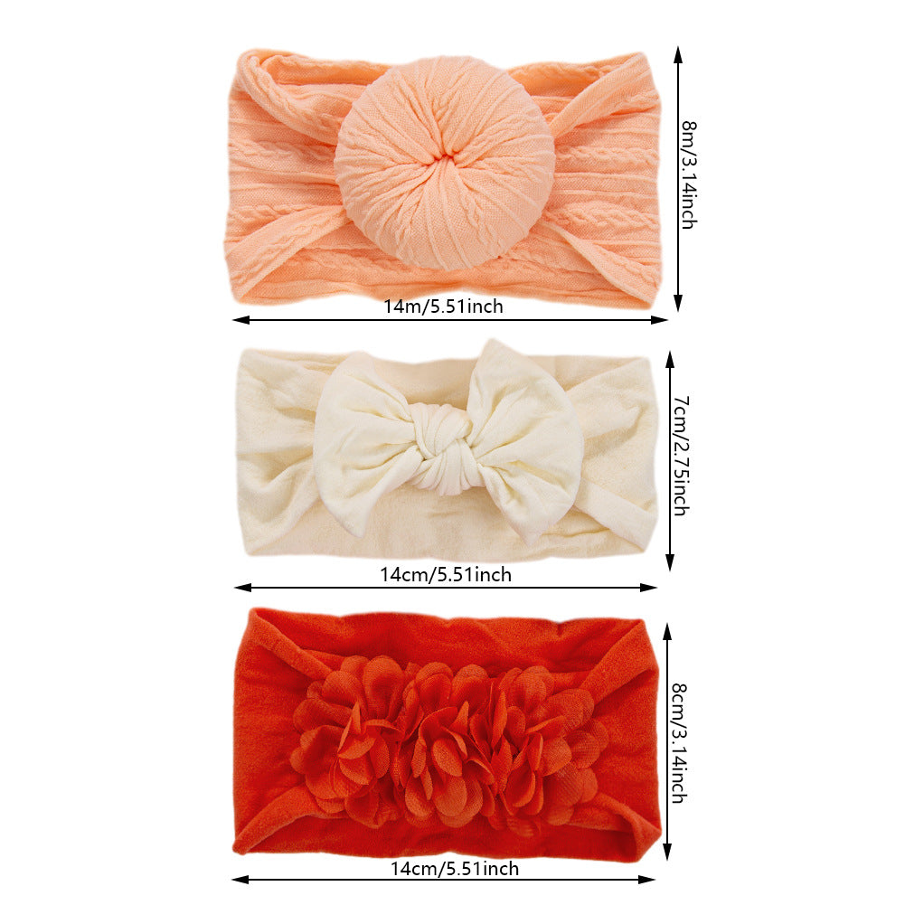 Avezano 3Pcs Chiffon Floral Nylon Bow Baby Headbands Set