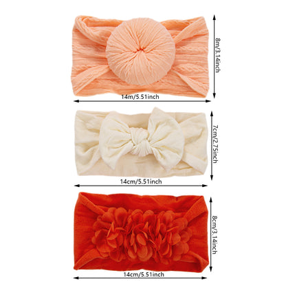 Avezano 3Pcs Chiffon Floral Nylon Bow Baby Headbands Set