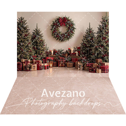 Avezano Rustic Christmas Tree Wreath Gift Box 2 pcs Set Backdrop