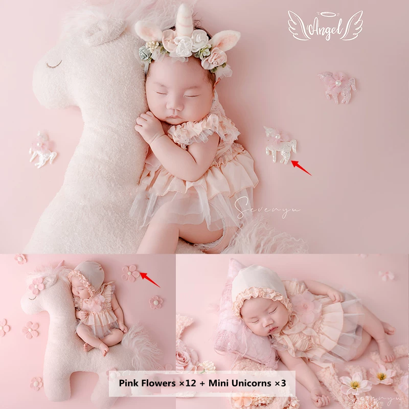 Avezano Pink Tulle Skirt with Pony Doll Newborn Photography Outfit
