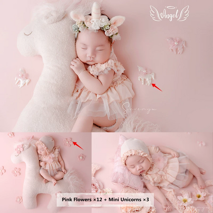 Avezano Pink Tulle Skirt with Pony Doll Newborn Photography Outfit