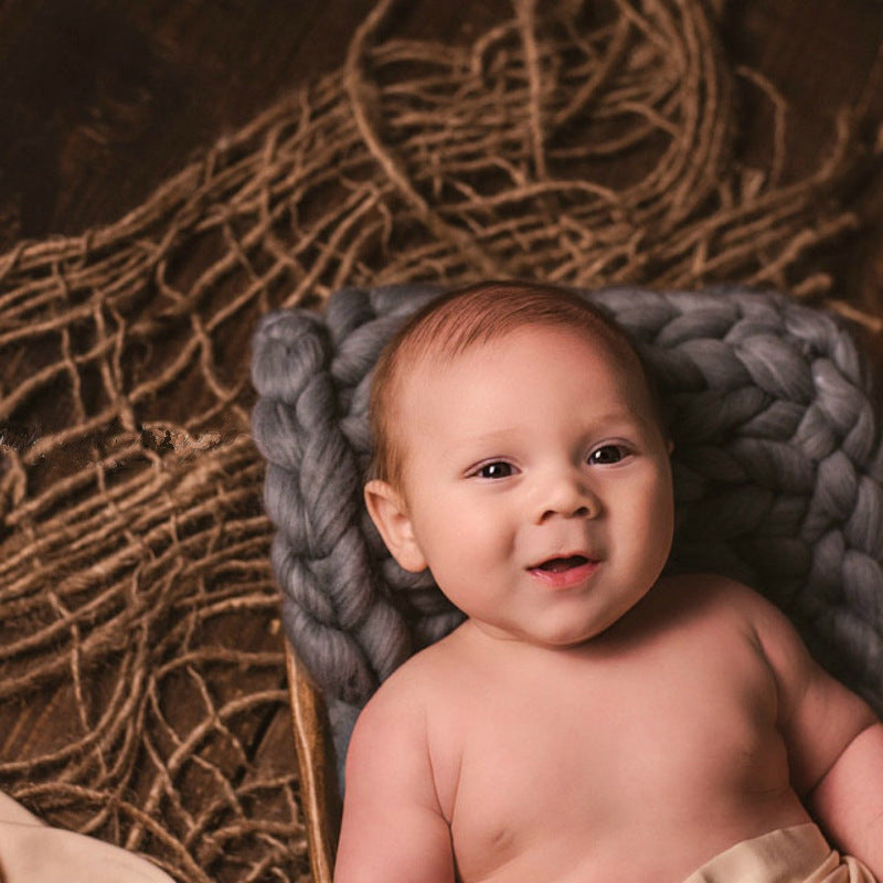 Avezano Newborn Photography Props Handmade Jute Woven Linen Blanket