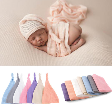 Avezano Newborn Photography Wrap + Hat 2 Piece Set