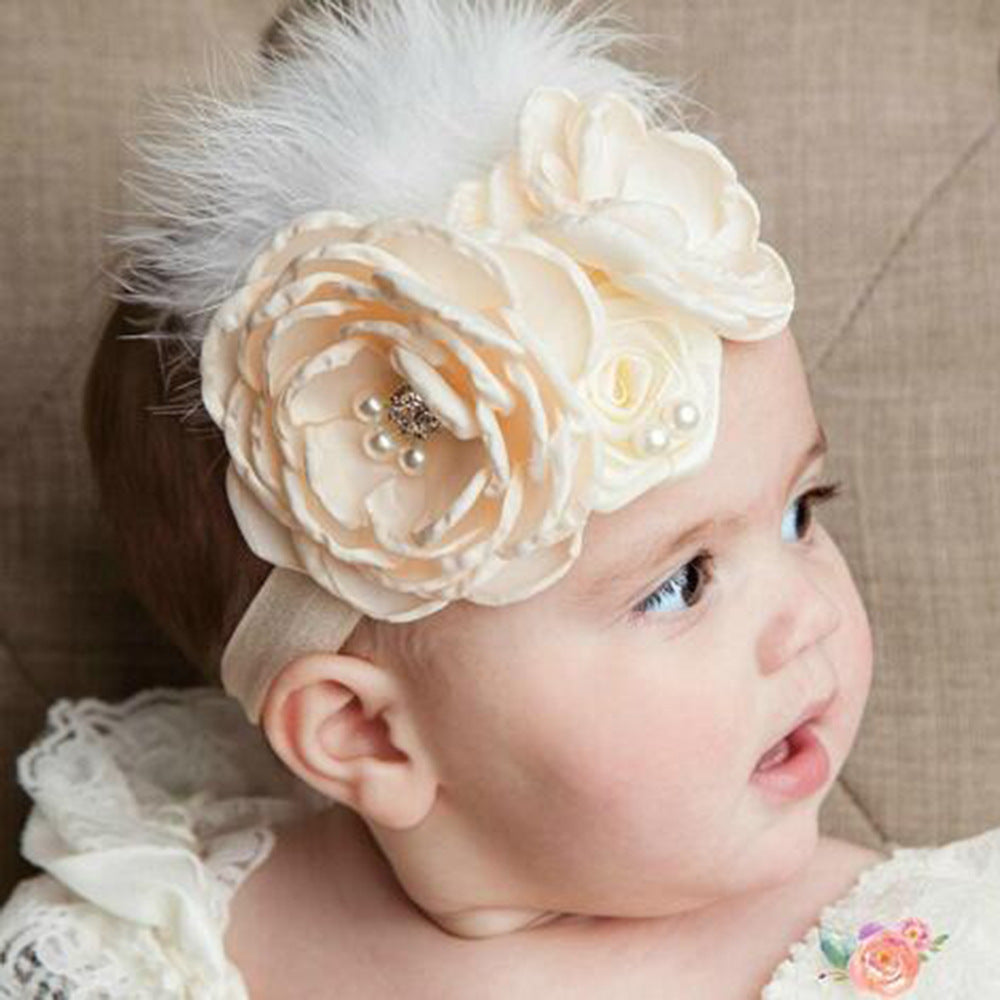 Avezano Vintage Pearl Flower Hair Band Baby Photo Props Headdress