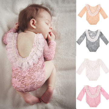 Avezano Newborn Baby Lace Pearl Bodysuit Photography Costume Props