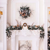 Avezano Christmas White Wall Wreath Photography Backdrop
