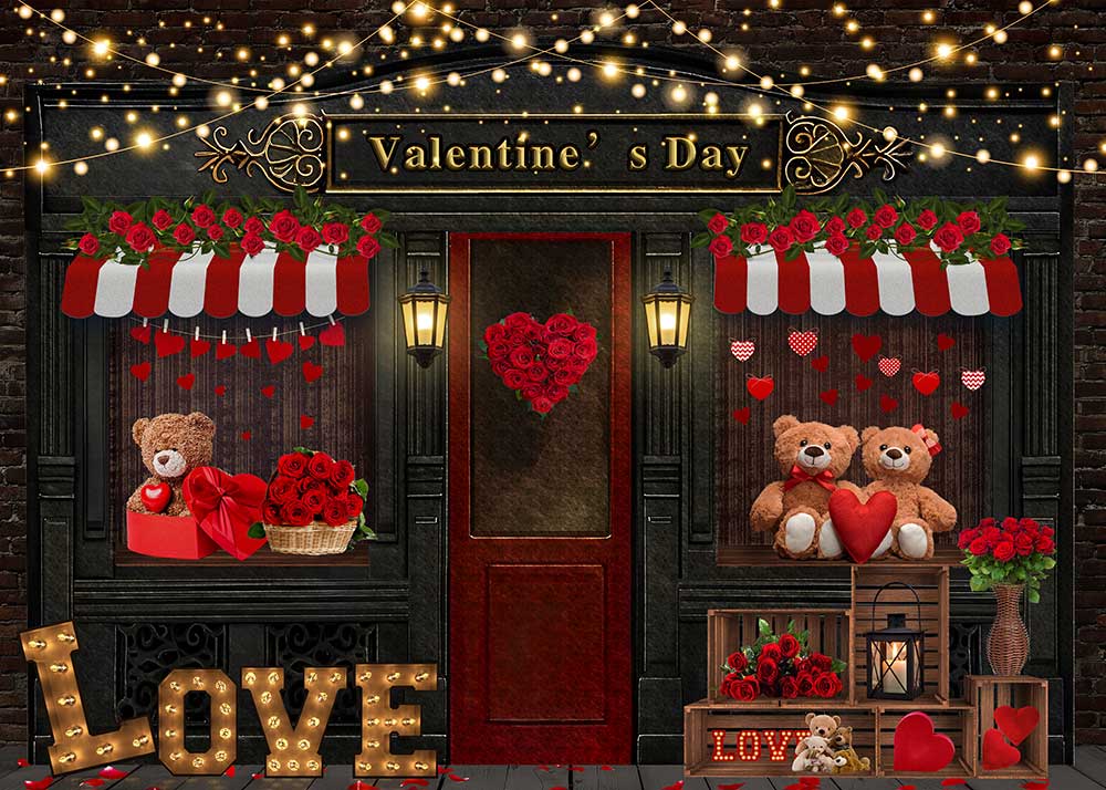 Avezano Rose Shop Backdrop For Valentine&