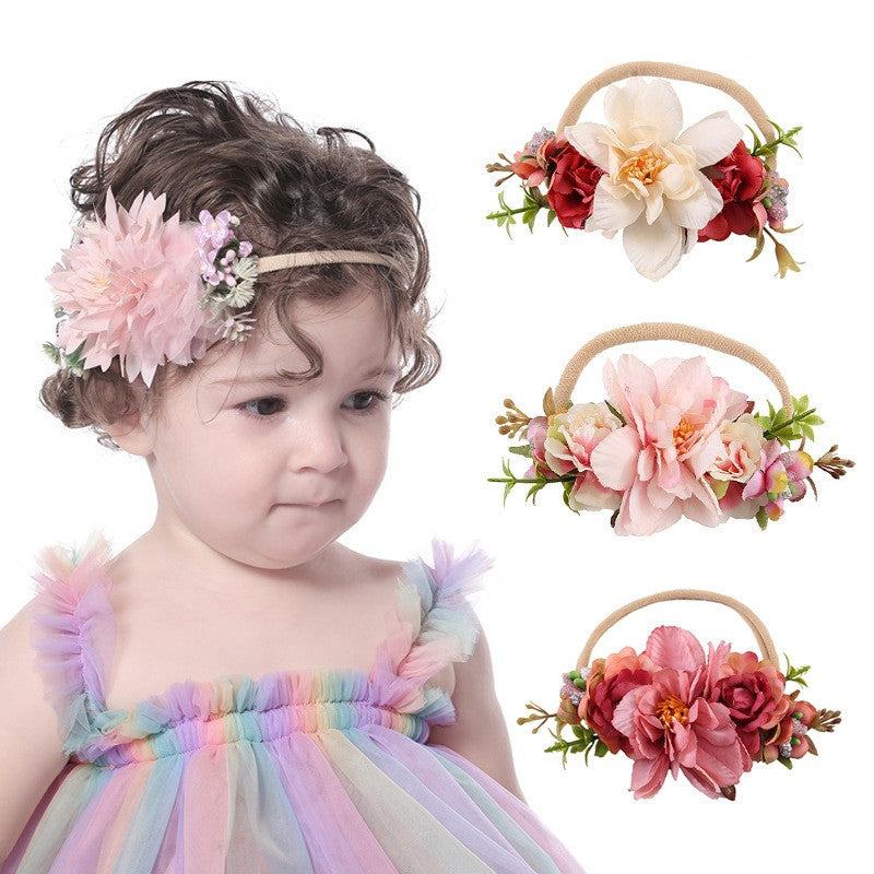 Avezano Simulation Fabric Flower Photo Props Baby Headdress