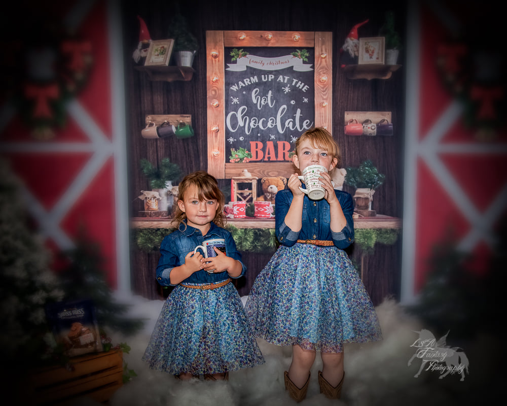 Avezano Hot Coco Wreath Christmas Backdrop Photography