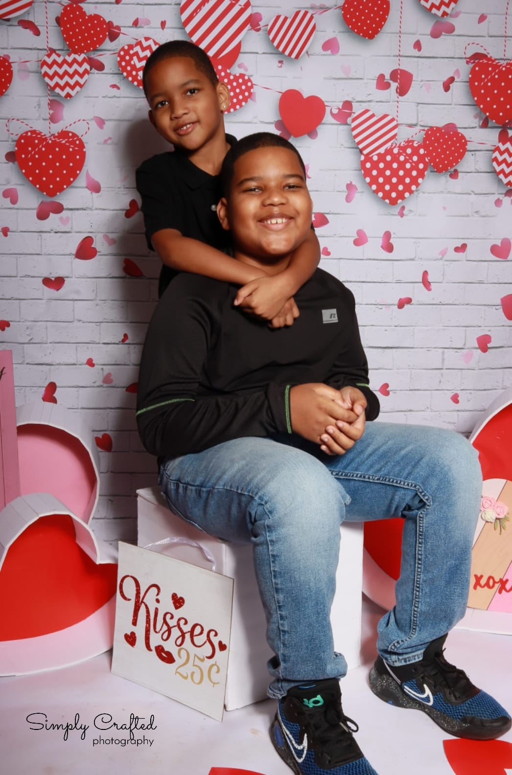 Avezano White Brick Wall & Pink Love Pattern Valentine'S Day Theme Photography Backdrop-AVEZANO