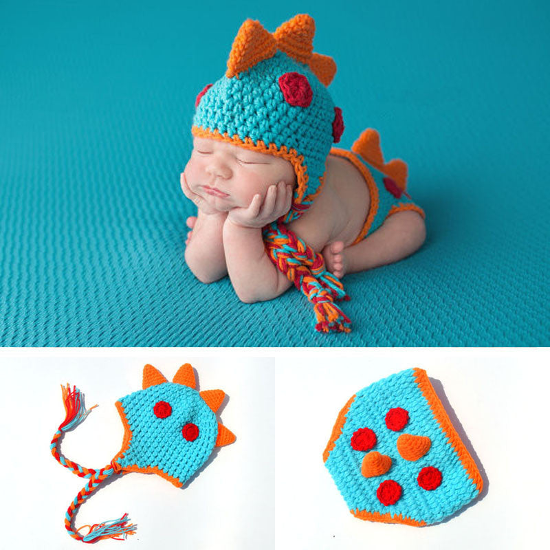 Avezano Baby Cartoon Dinosaur Knitting Suit Outfits Photography Props
