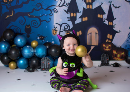 Avezano Castle And Twisted Trees Halloween Photography Backdrop-AVEZANO