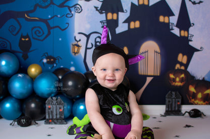 Avezano Castle And Twisted Trees Halloween Photography Backdrop