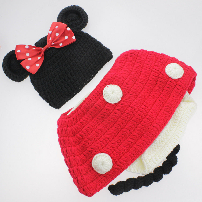 Avezano Baby Photo Knitted Wool Clothing Children's Mickey Suit Outfits