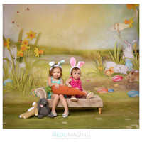 Avezano Cartoon Lawn And Rabbits Spring Photography Backdrop For Children-AVEZANO