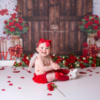 Avezano Wooden Door and Roses Valentine'S Day Photography Backdrop
