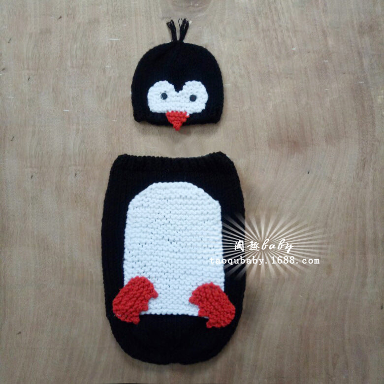 Avezano Children's Outfits Photography Little Penguin Wool Hand Knitting Prop