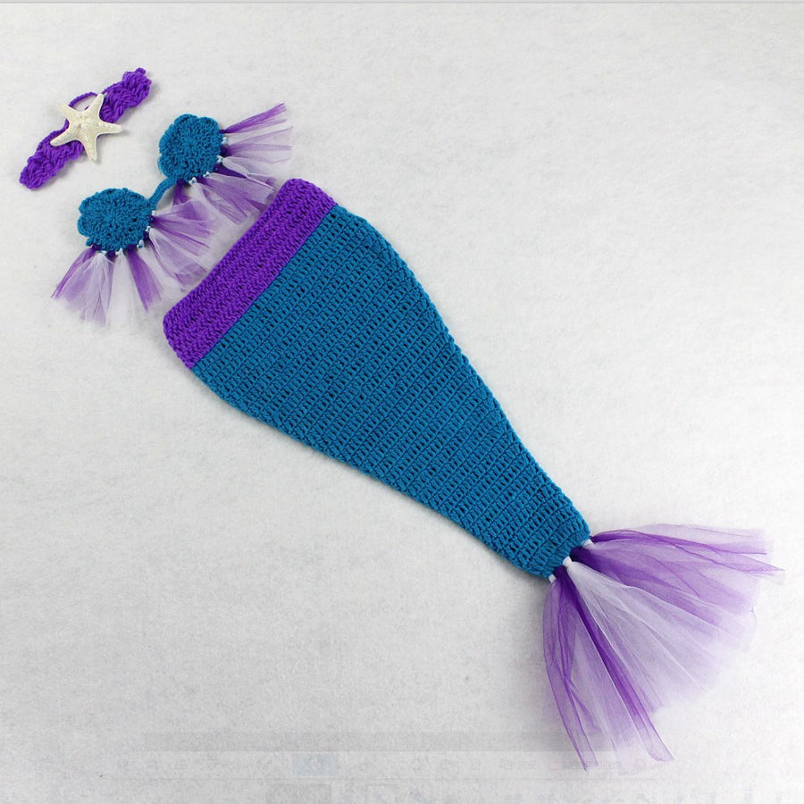 Avezano New Children's Photography Clothing Wool Braided Purple Mermaid