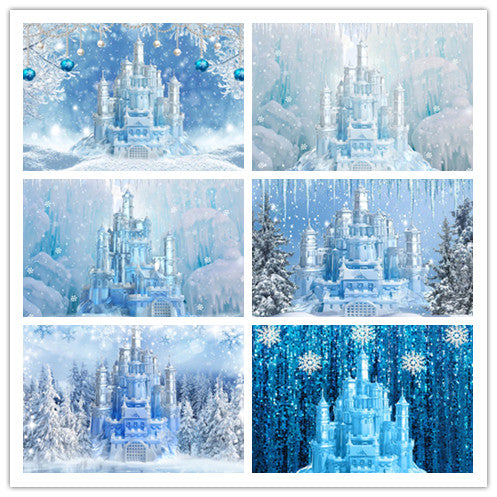 Avezano Various styles of Frozen castle Winter Snow Photography Backdrop-AVEZANO