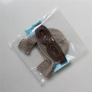 Avezano Baby Pilot Bonnet tricoté Accessoire photo pour bébé Chapeau de l'armée de l'air