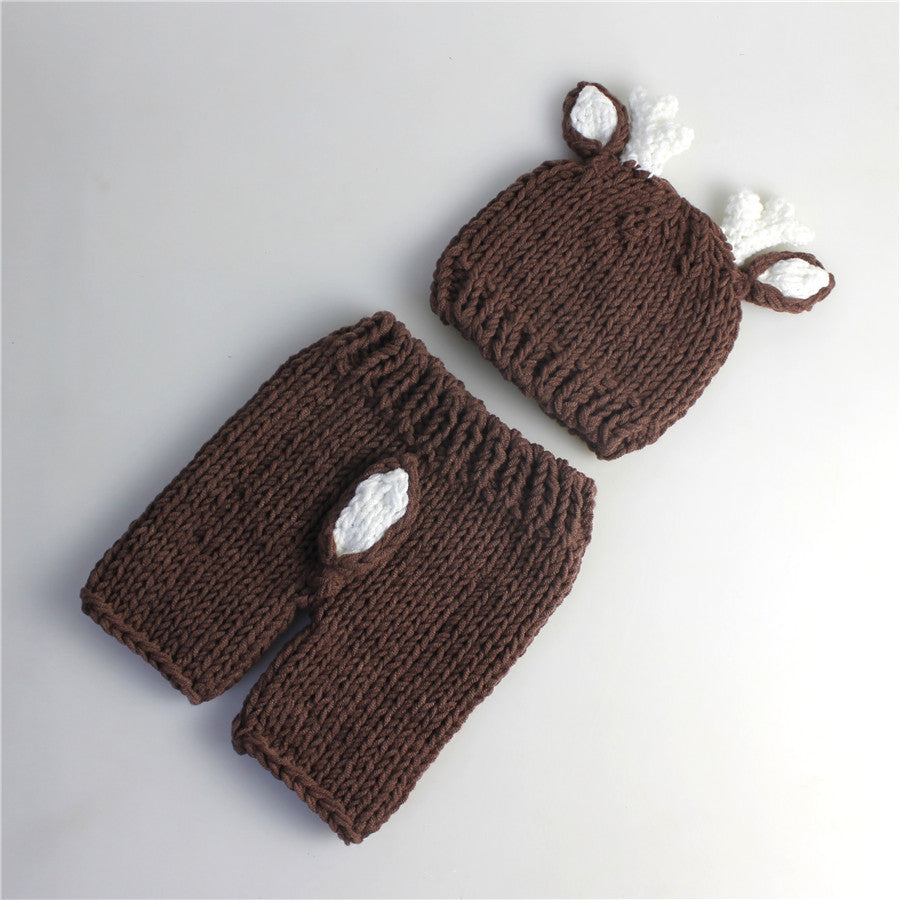 Avezano Fawn Wool Knitted Two-Piece Outfits Set Props