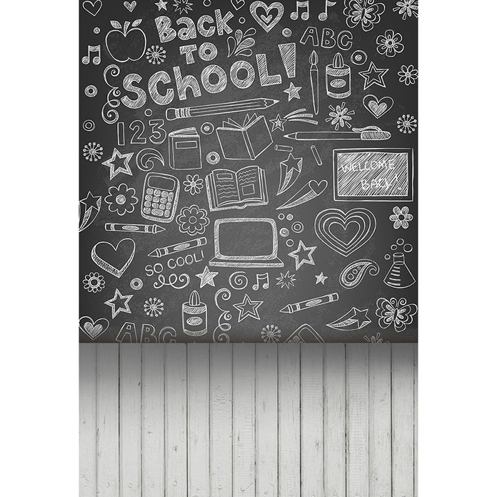 Avezano The Blackboard Draw With Wood Floor Photography Backdrop For Back To School-AVEZANO