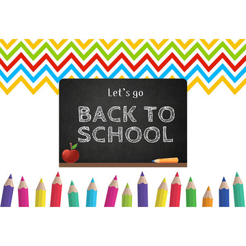 Avezano Blackboard Writing And Wave Stripe Photography Backdrop For Back To School-AVEZANO