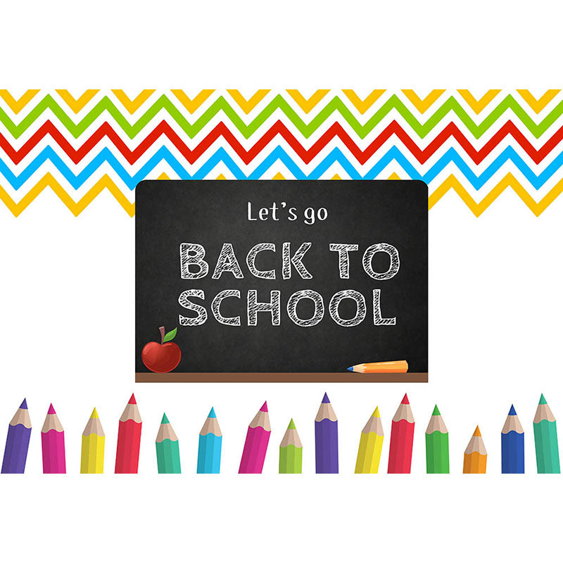 Avezano Blackboard Writing And Wave Stripe Photography Backdrop For Back To School-AVEZANO