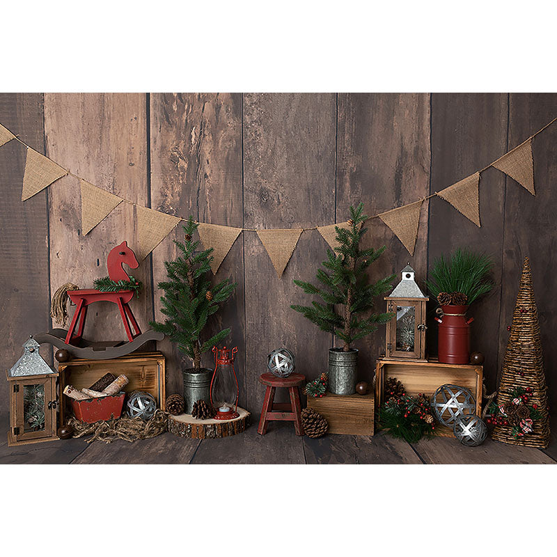 Avezano Wood Style And Christmas Decorations Photography Backdrop For Christmas-AVEZANO
