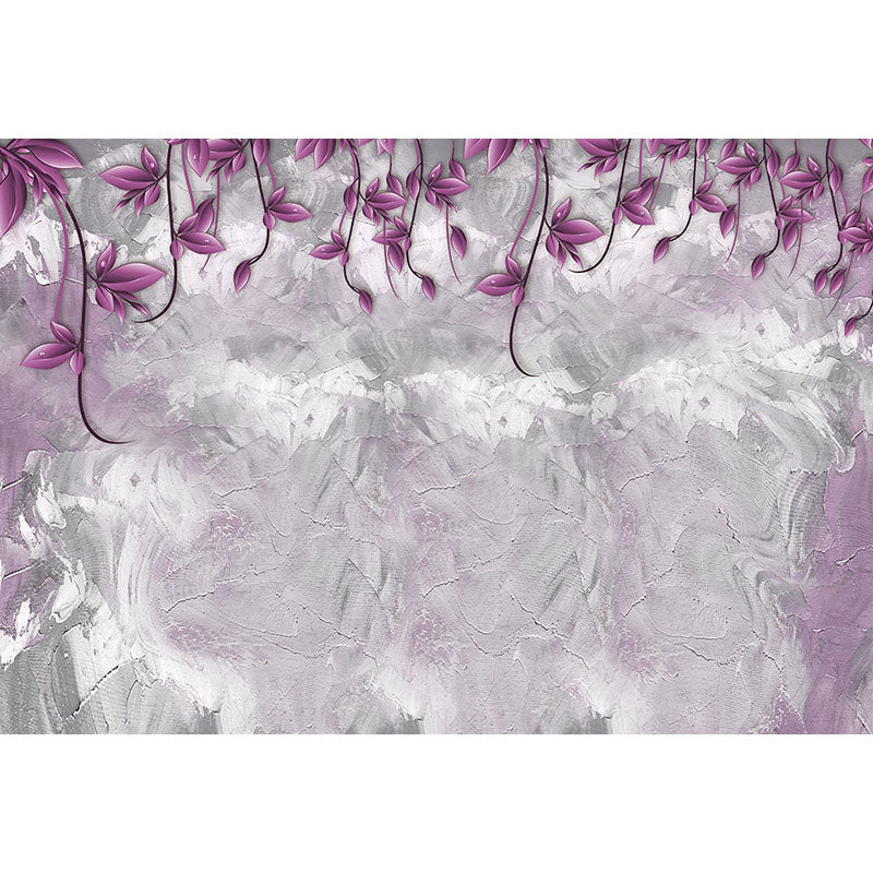 Avezano Painted Wall With Purple Leaves Floral Backdrop For Photography-AVEZANO