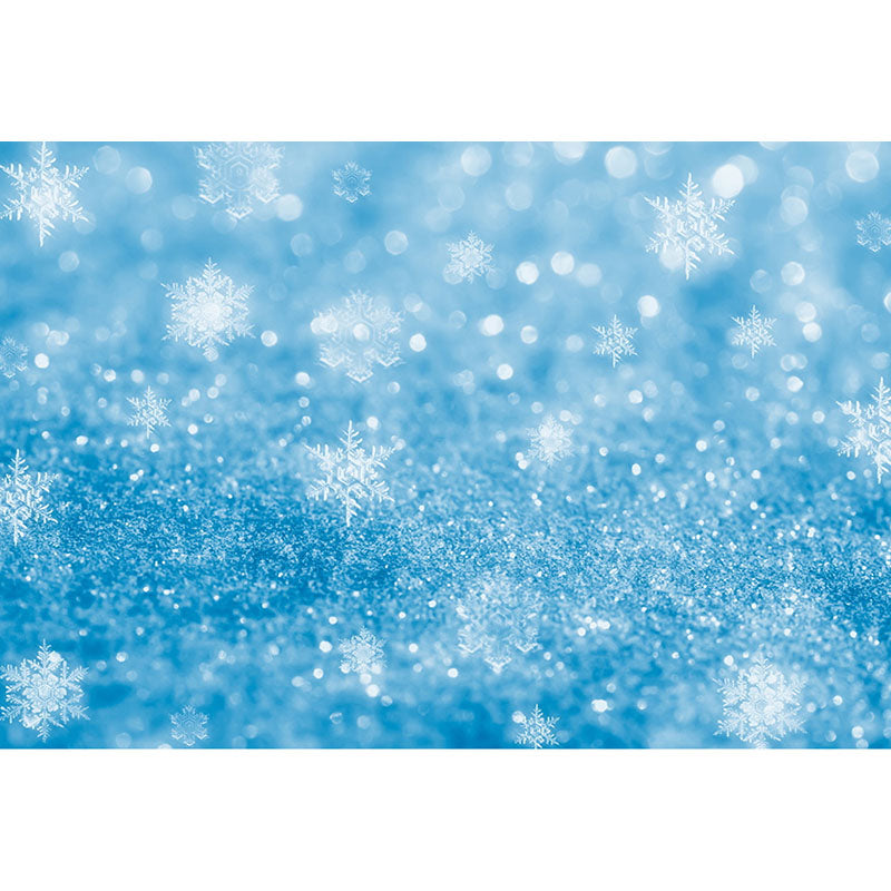 Avezano Blue Bokeh Backdrop With Snowflake For Photography-AVEZANO