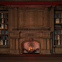 Avezano Retro Fireplace And Bookcase Architecture Backdrop For Portrait Photography