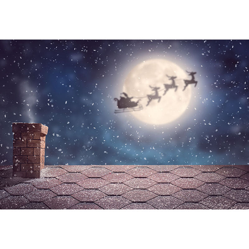 Avezano The Roof And Santa Claus In The Sky Photography Backdrop For Christmas-AVEZANO