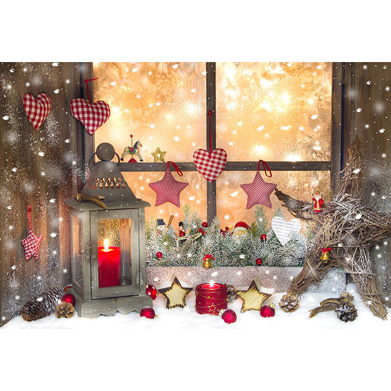Avezano Christmas Decorations On The Windowsill Photography Backdrop For Christmas-AVEZANO