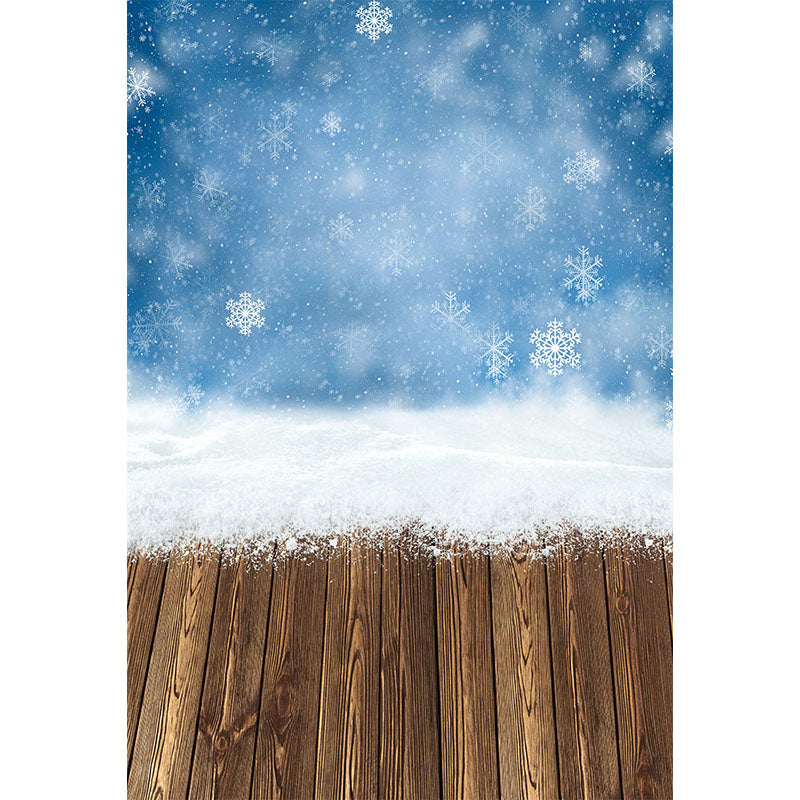 Avezano Winter Snow With Wood Floor Photography Backdrop-AVEZANO
